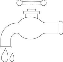 Water tab with falling drop in black line art illustration. vector