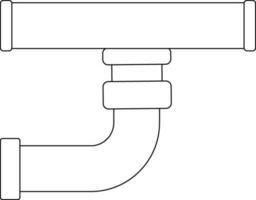 Black line art illustration of a pipeline. vector