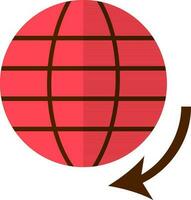 Arrow around earth globe in pink and brown color. vector