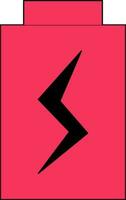 Black bolt sign in pink battery. vector