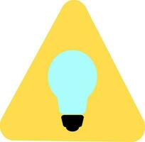 Black and blue electric bulb in yellow triangle. vector