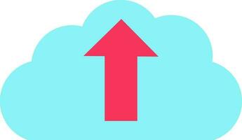 Pink arrow sending sign on blue cloud. vector