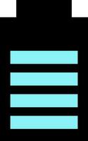Black and blue battery in flat style. vector