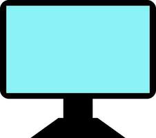 Black and blue computer in flat style. vector