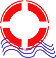 Lifebuoy and waves for decoration. png