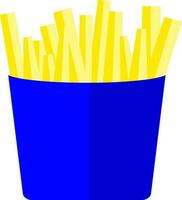 Blue and yellow french fries in flat style. vector