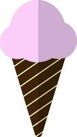 Pink and brown decorated cone ice cream. vector