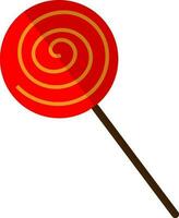 Red lollipop in flat style. vector