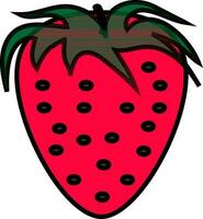 Flat style strawberry in pink and green color. vector