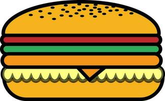 Flat style burger on white background. vector
