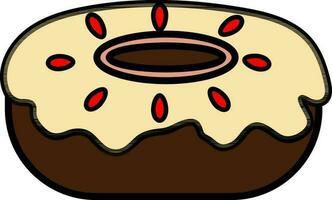 Brown donut in flat style. vector