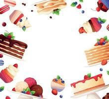 Flat Desserts Frame vector