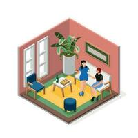 Female Friends Isolated Isometric Composition vector