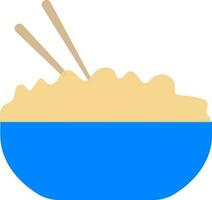 Bowl with chopsticks on white background. vector