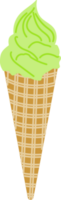 A Green Creamy Ice Cream In a Waffle Cone png