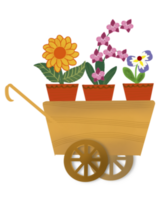 various potted plants in the cart png