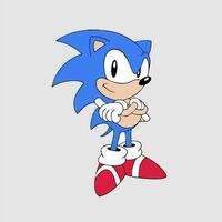 character illustration in sonic mode cartoon vector