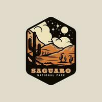 saguaro national park logo vintage vector symbol illustration design