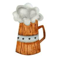 Watercolor handmade. Mug of beer isolated on white background vector