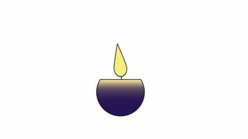 Spa scented candle animation. Flat outline style icon 4K video for web design. Hygge candlelight isolated colorful thin line animated object on white background with alpha channel transparency