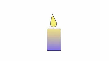 Candle light animation. Flat outline style icon 4K video for web design. Meditation candlelight. Spa isolated colorful thin line animated object on white background with alpha channel transparency