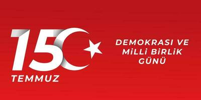 horizontal banner design for celebrated 15 Temmuz democratic and unity national day in turkey vector