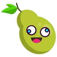 cute green pear stickers fruit characters vector