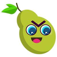 cute green pear stickers fruit characters vector