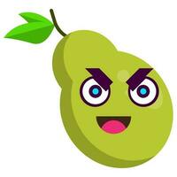 cute green pear stickers fruit characters vector