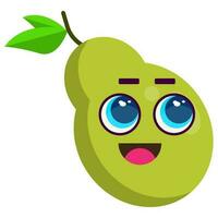 cute green pear stickers fruit characters vector