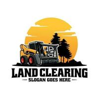 forestry mulching machine, land clearing logo vector