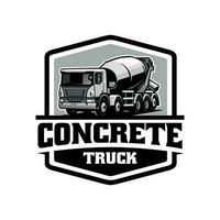 camión hormigonera, vector de logotipo de ilustración de vehículo de construcción