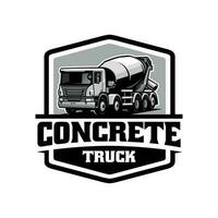 concrete mixer truck, construction vehicle illustration logo vector