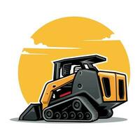 yellow skid loader illustration vector