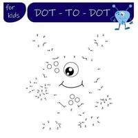 A game with numbers, a point-to-point educational game for children, cartoon monsters, aliens. Vector illustration on a white background
