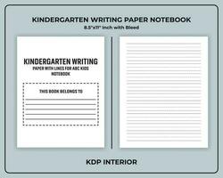 Kindergarten Writing Paper With Lines Notebook vector