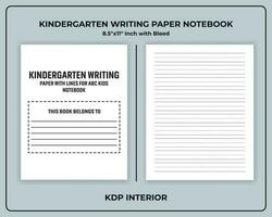 Kindergarten Writing Paper With Lines Notebook vector