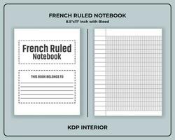 French Ruled Notebook KDP Interior vector