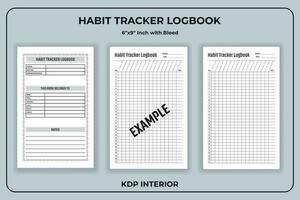 Habit Tracker Log book Template vector