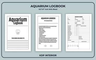 Aquarium Maintenance Notebook KDP Interior vector