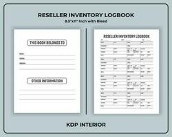 Reseller Inventory Log book Template vector