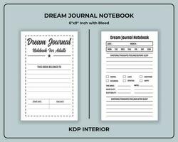 Dream Journal Notebook for Adults vector