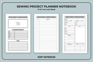 Sewing Project Planner Notebook KDP Interior vector