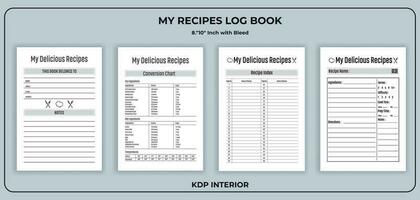 My Delicious Recipes Note Book Template vector