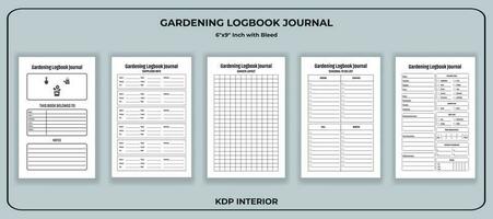 Garden Planting Log book Template KDP Interior vector