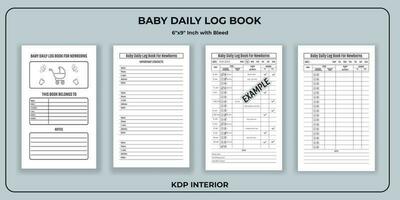 Baby Daily Log Book For Newborns KDP Interior vector