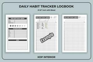 Daily Habit Tracker Log book Template vector