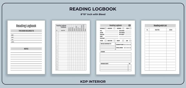 Reading Log Reviews Tracker Notebook vector