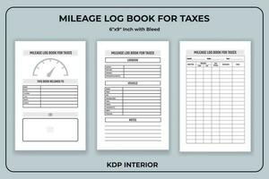 Mileage Log book for Taxes Template vector