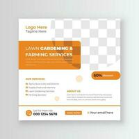 Lawn Gardening and Farming Services Web Banner Design Template vector